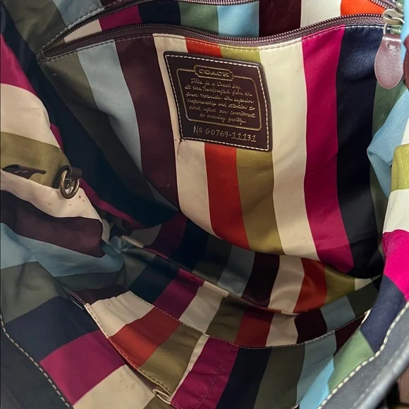 Coach Black Leather Shoulder Tote Bag with Gold Brass Accents - Picture 6 of 13